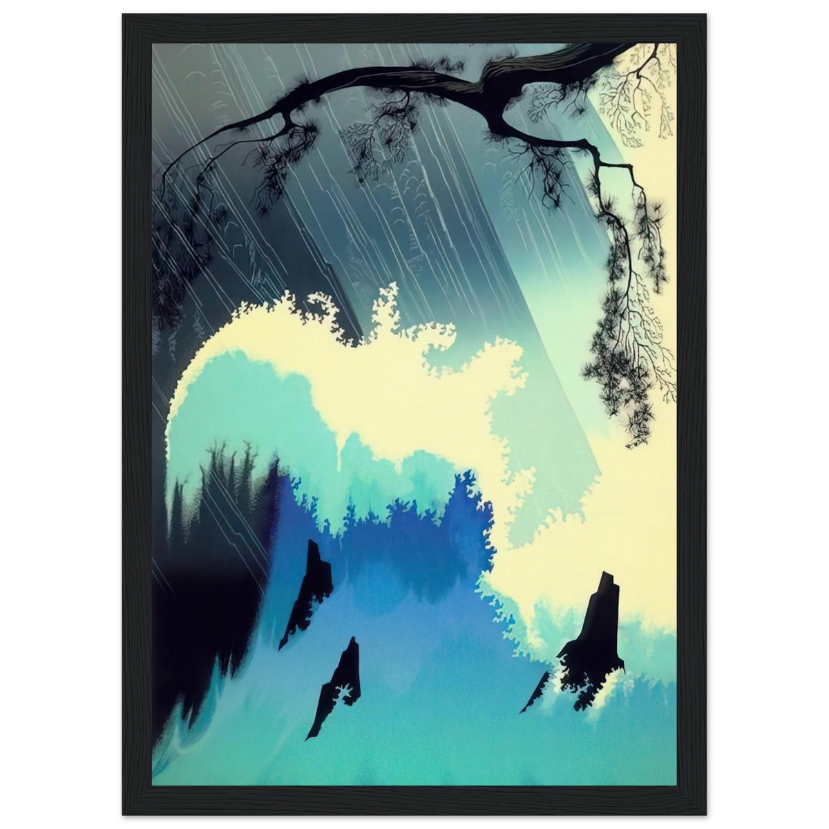 Ocean Splash Framed Poster | Eyvind Earle Framed Prints Wall Art | Eyvind Earle Prints