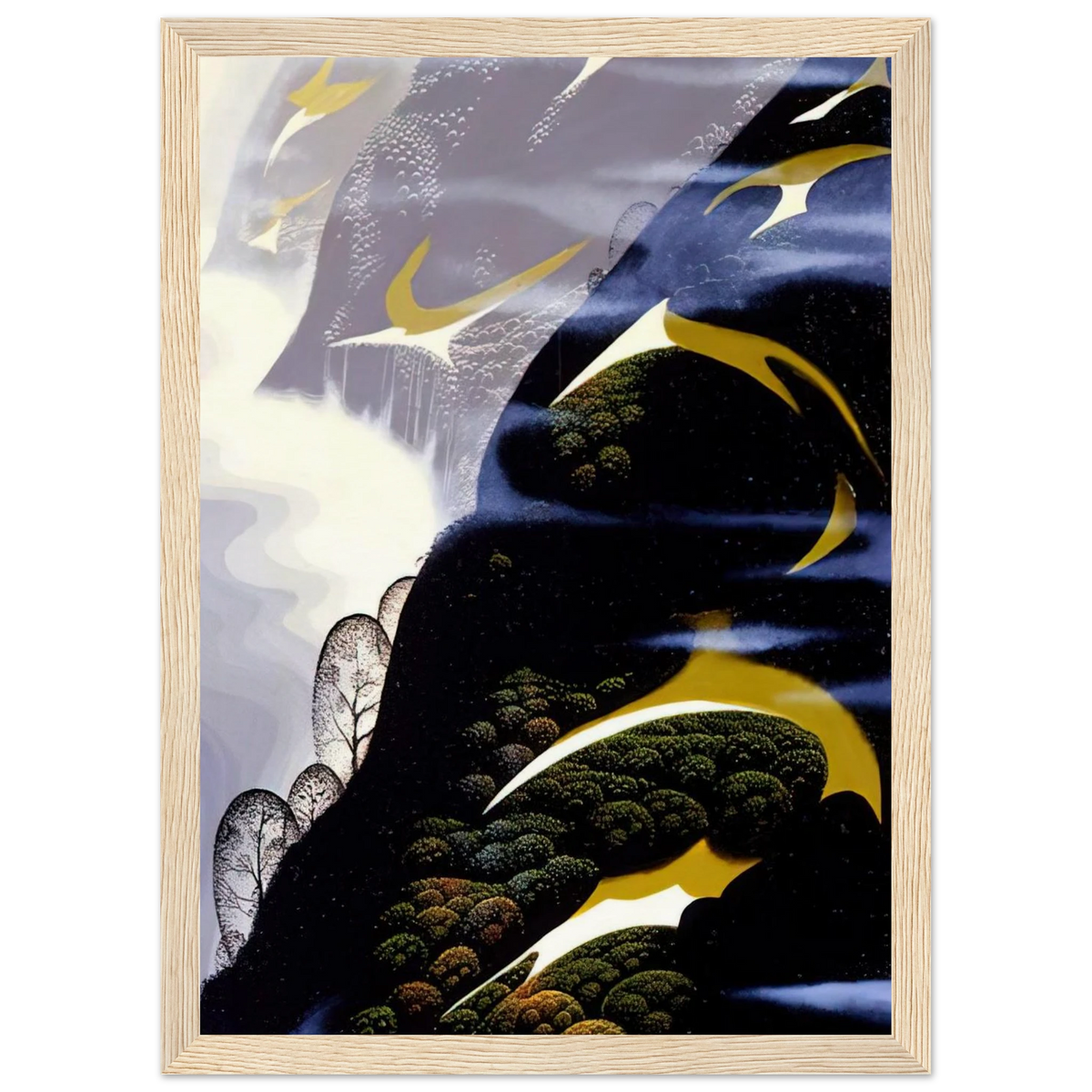Copy of Sea mist and Pastures Framed Poster | Eyvind Earle Framed Prints Wall Art | Eyvind Earle Prints