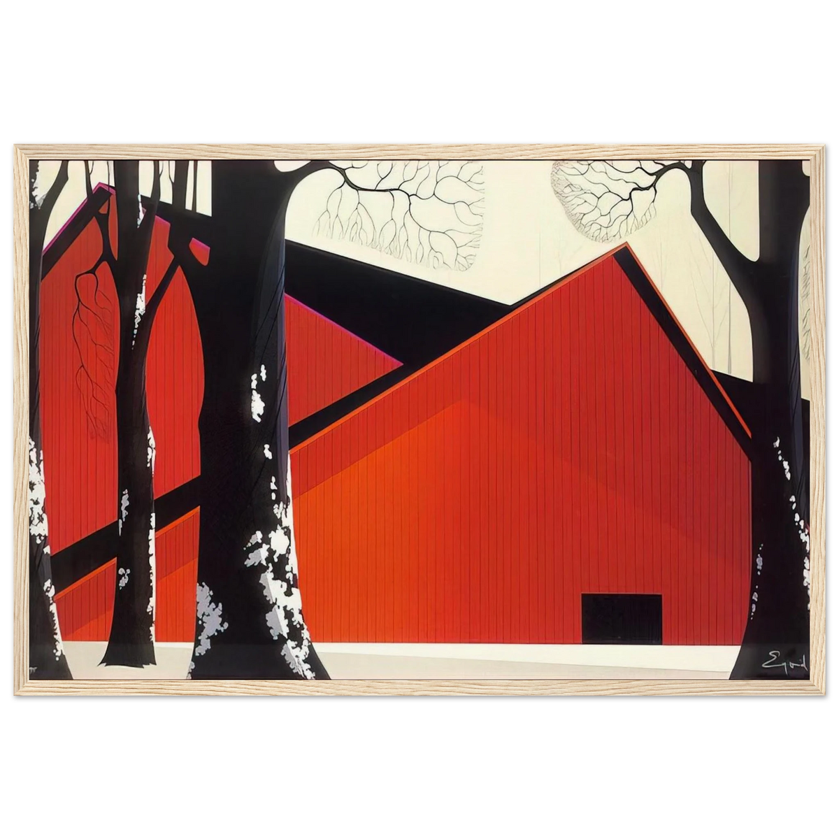 The Great Red Barn Framed Poster | Eyvind Earle Framed Prints Wall Art | Eyvind Earle Prints