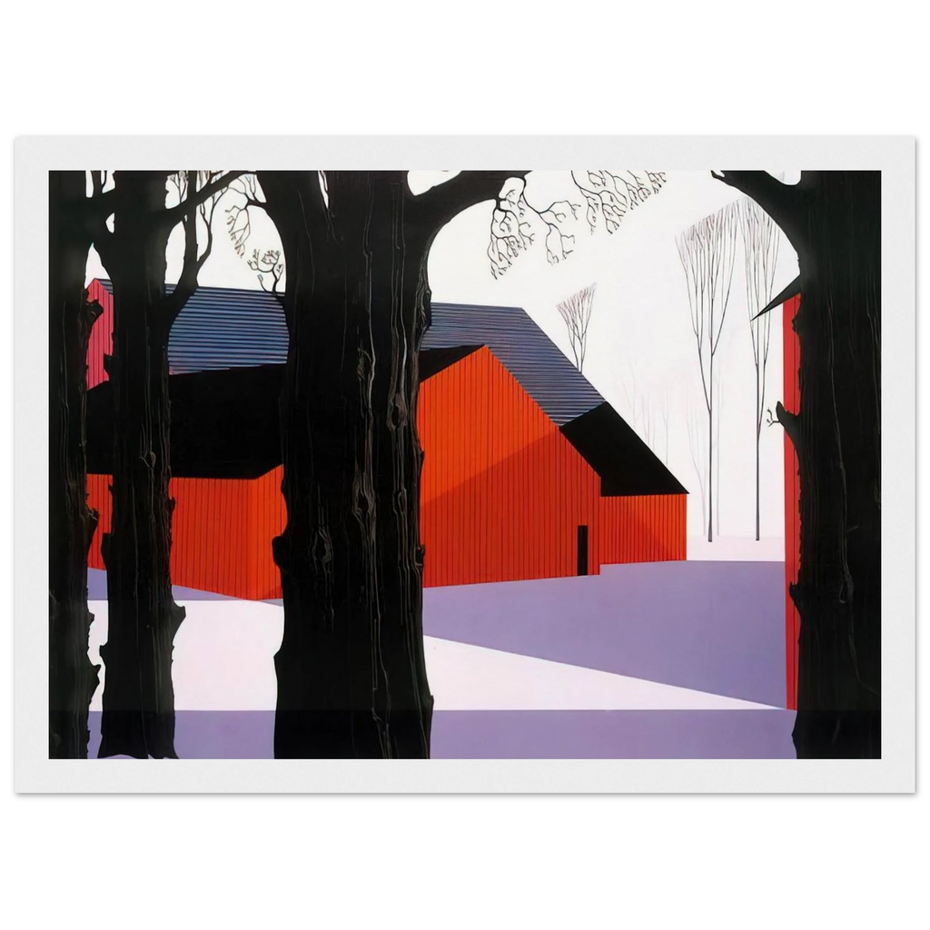 Red Barn Framed Poster | Eyvind Earle Framed Prints Wall Art | Eyvind Earle Prints