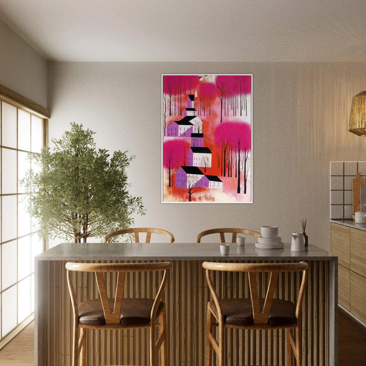 Autumn Sunset Framed Poster | Eyvind Earle Framed Prints Wall Art | Eyvind Earle Prints