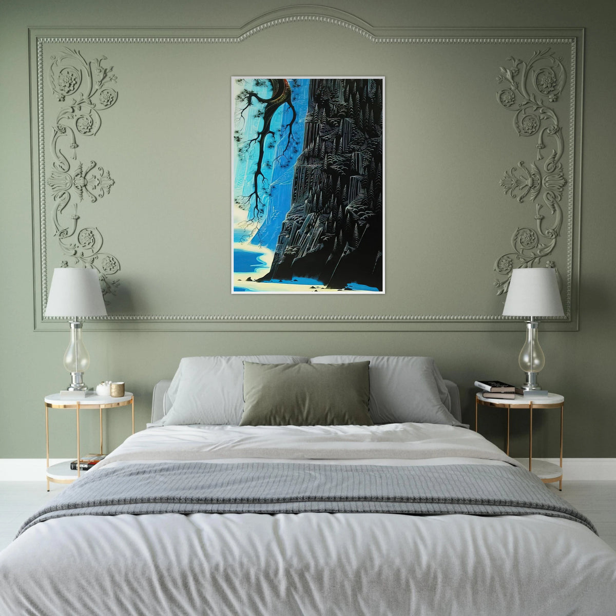 Cliffs Ascending Framed Poster | Eyvind Earle Framed Prints Wall Art | Eyvind Earle Prints