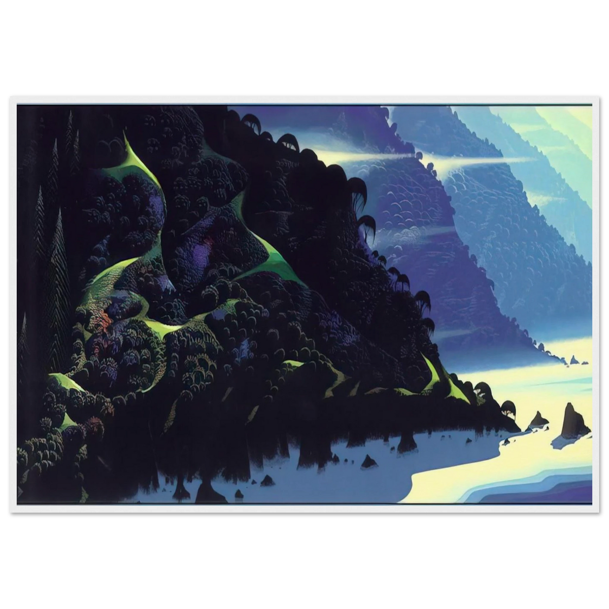Blue Coastline Framed Poster | Eyvind Earle Framed Prints Wall Art | Eyvind Earle Prints