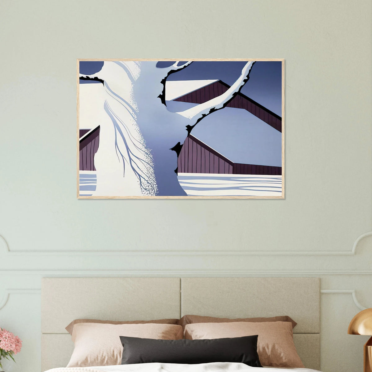 Red Barn and Tree Trunk Framed Poster | Eyvind Earle Framed Prints Wall Art | Eyvind Earle Prints