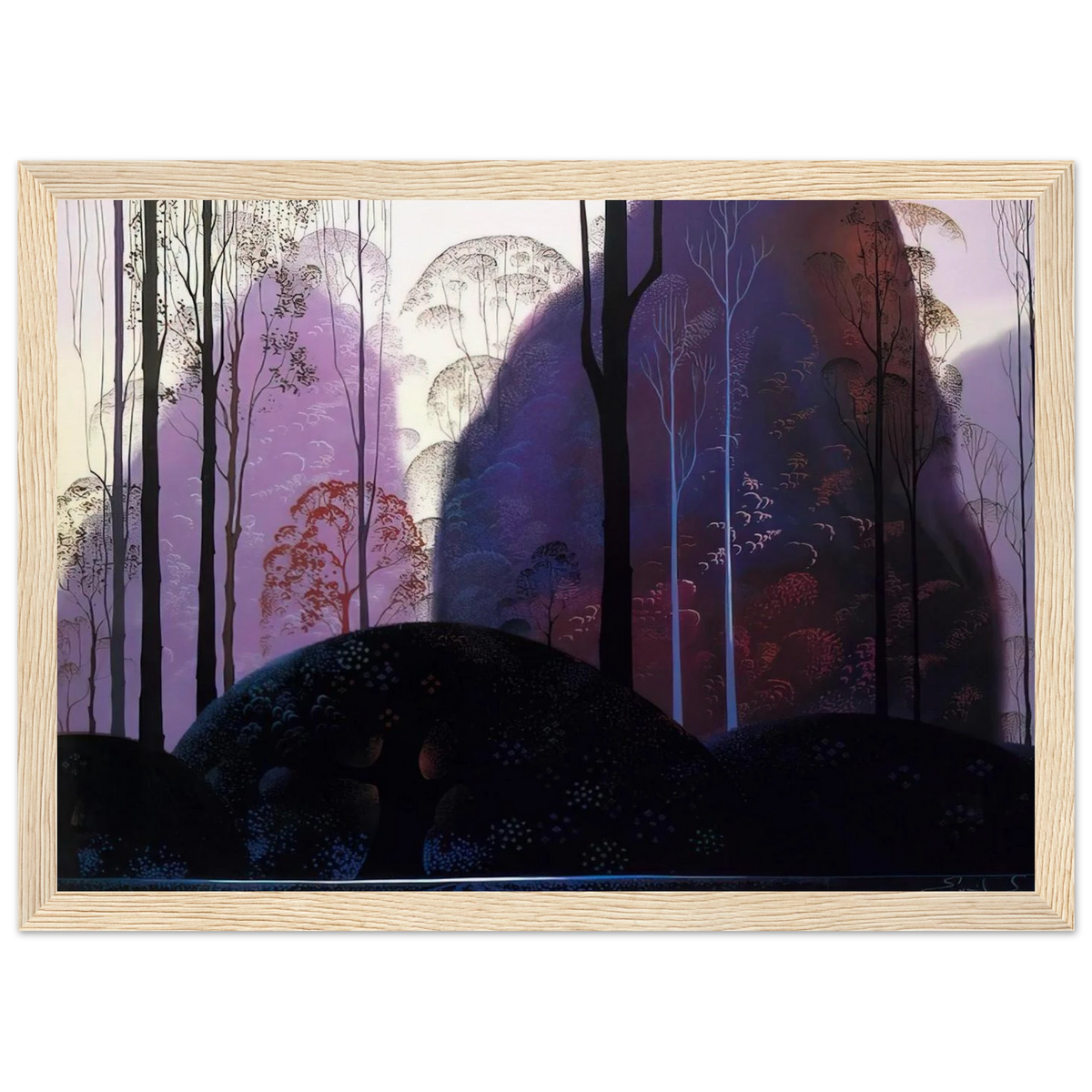 Mauve Redand Purple Framed Poster | Eyvind Earle Framed Prints Wall Art | Eyvind Earle Prints
