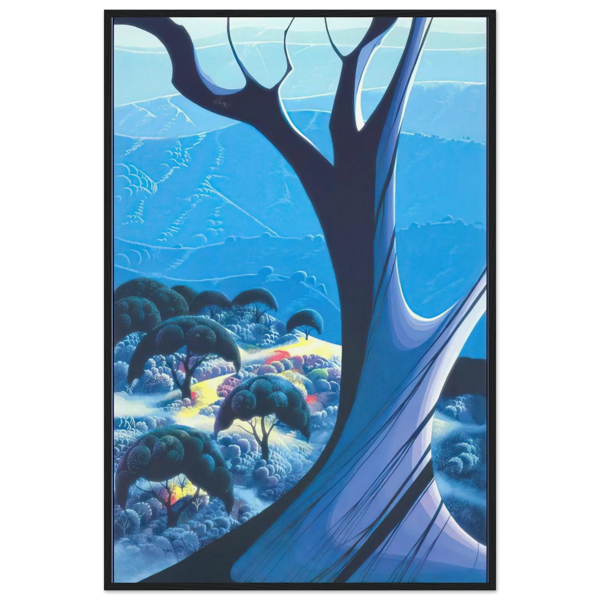 Purple Treeand Mountains Framed Poster | Eyvind Earle Framed Prints Wall Art | Eyvind Earle Prints
