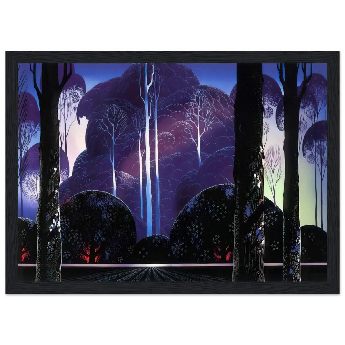 Purple Sunrise Framed Poster | Eyvind Earle Framed Prints Wall Art | Eyvind Earle Prints