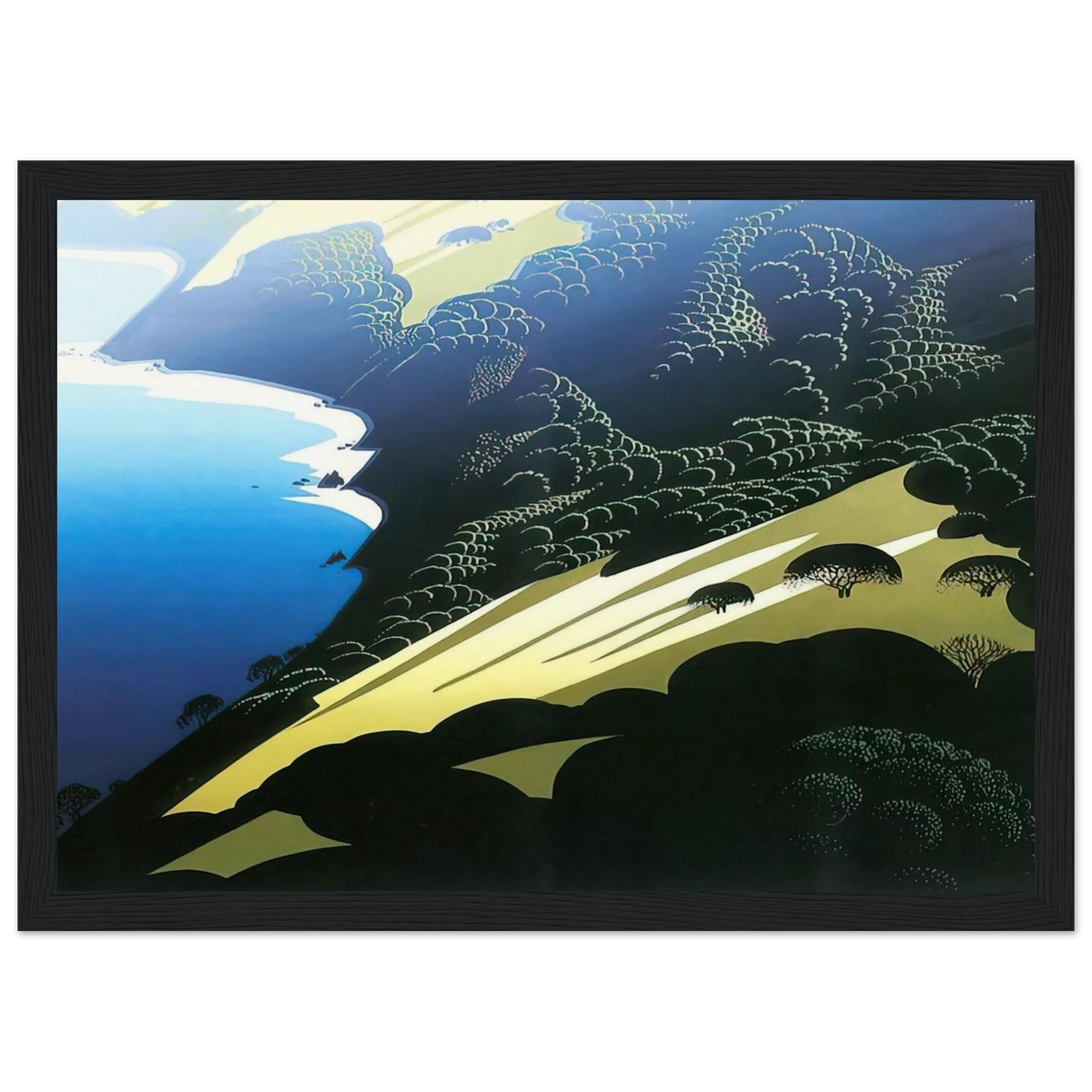 Seaside Pastures Framed Poster | Eyvind Earle Framed Prints Wall Art | Eyvind Earle Prints