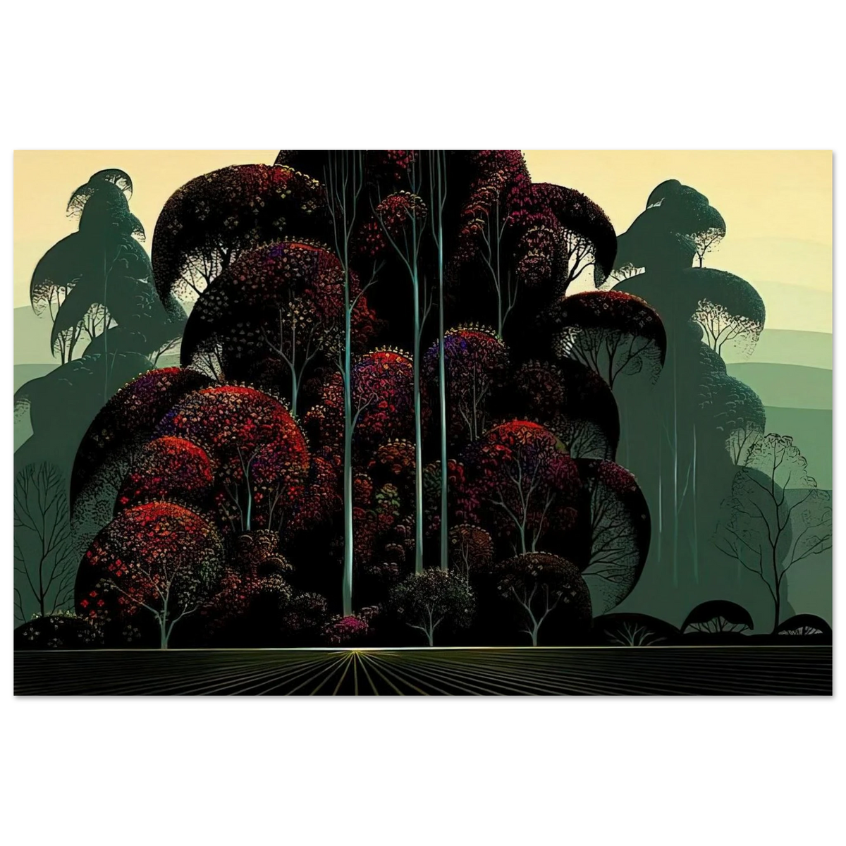 Crimson Autumn Poster | Eyvind Earle Poster | Eyvind Earle Prints