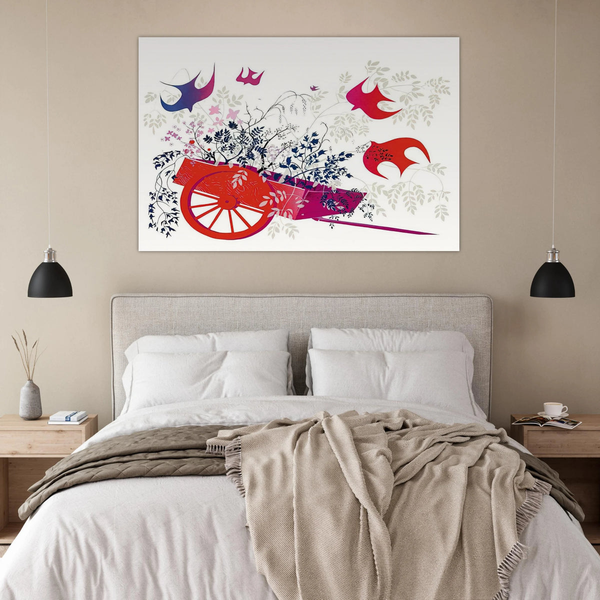 Red Wagon & Foliage Poster | Eyvind Earle Poster | Eyvind Earle Prints