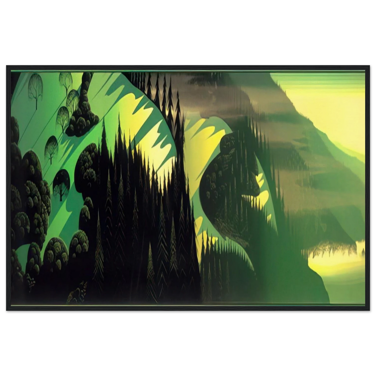 Three Pastures by the Sea Framed Poster | Eyvind Earle Framed Prints Wall Art | Eyvind Earle Prints