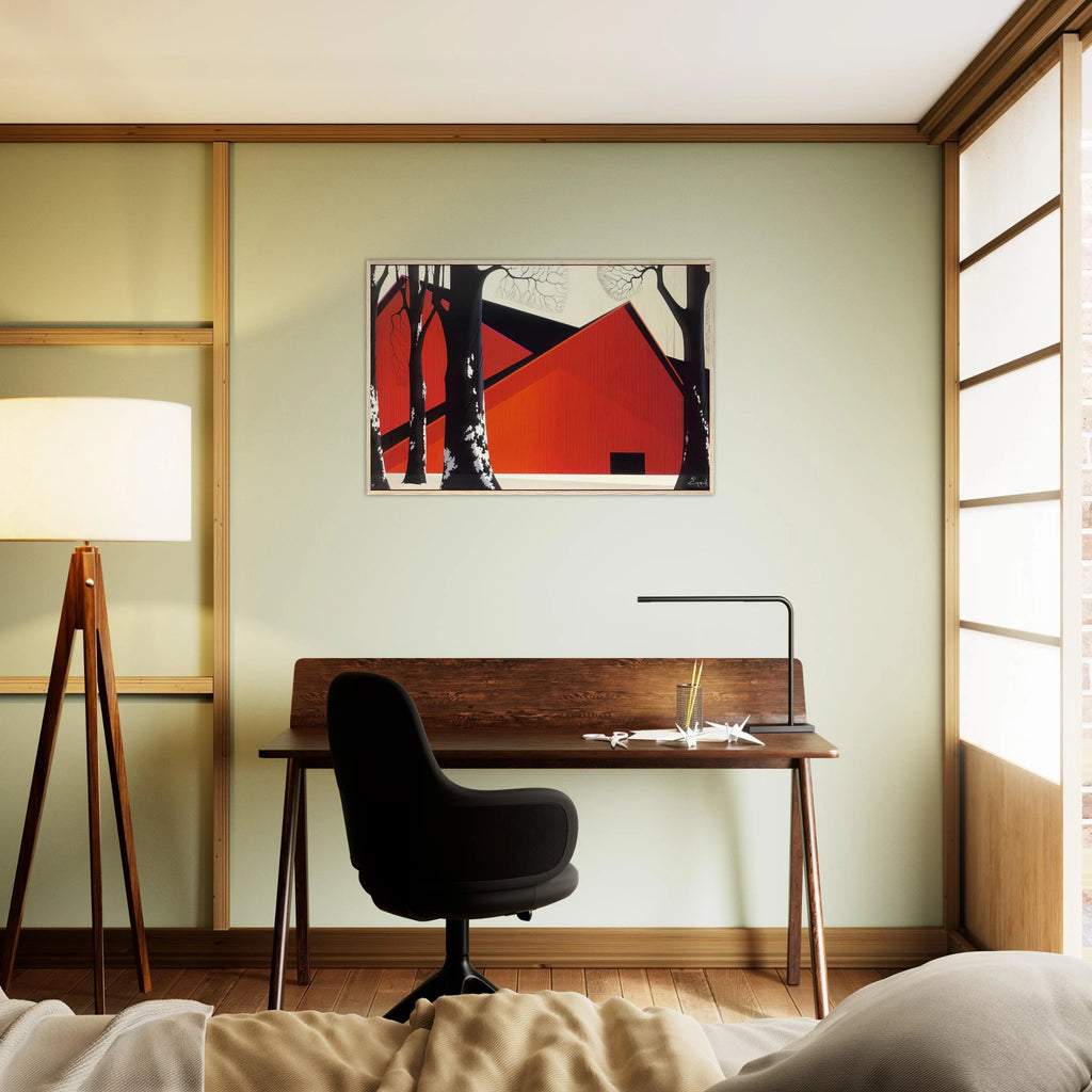 The Great Red Barn Framed Poster | Eyvind Earle Framed Prints Wall Art | Eyvind Earle Prints