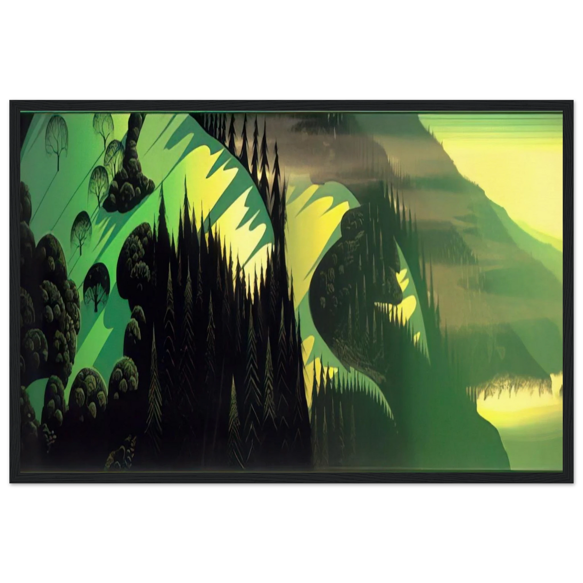 Three Pastures by the Sea Framed Poster | Eyvind Earle Framed Prints Wall Art | Eyvind Earle Prints