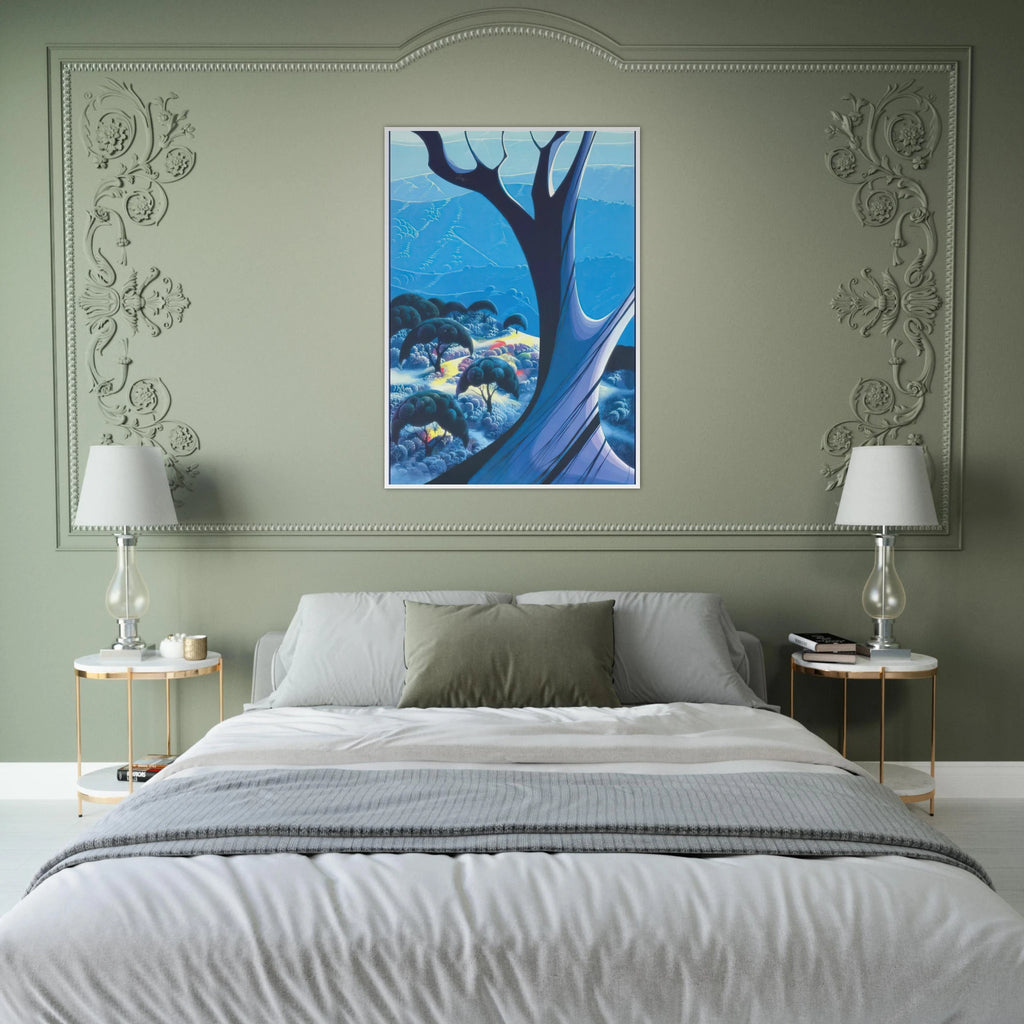 Purple Treeand Mountains Framed Poster | Eyvind Earle Framed Prints Wall Art | Eyvind Earle Prints