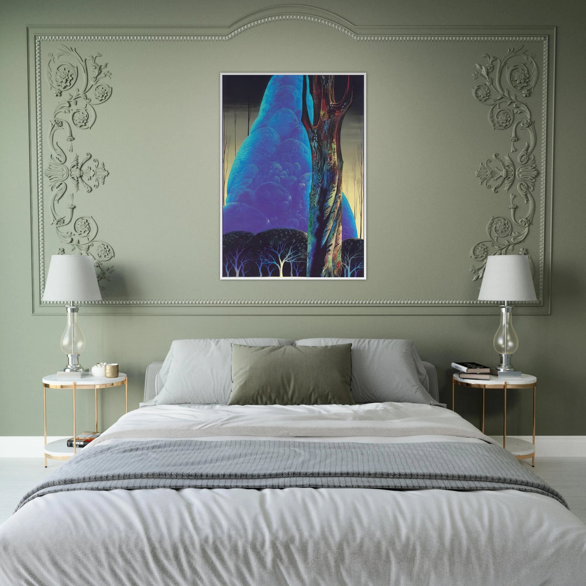 Blue Nocturne Framed Poster | Eyvind Earle Framed Prints Wall Art | Eyvind Earle Prints
