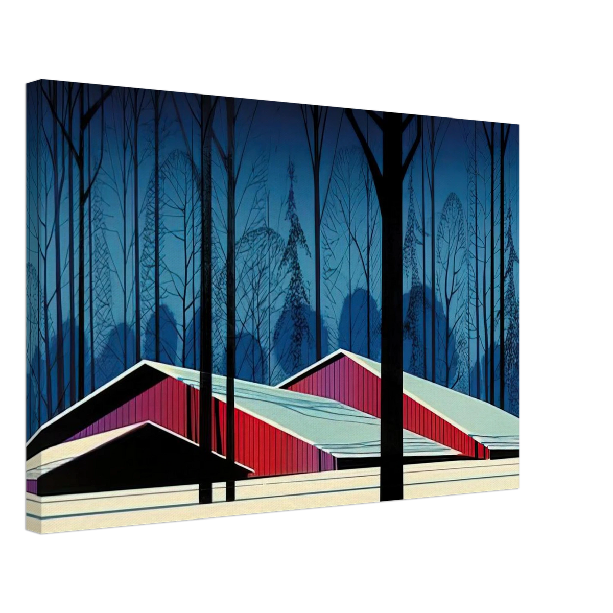 Winter Barns Canvas | Eyvind Earle Canvas | Eyvind Earle Prints