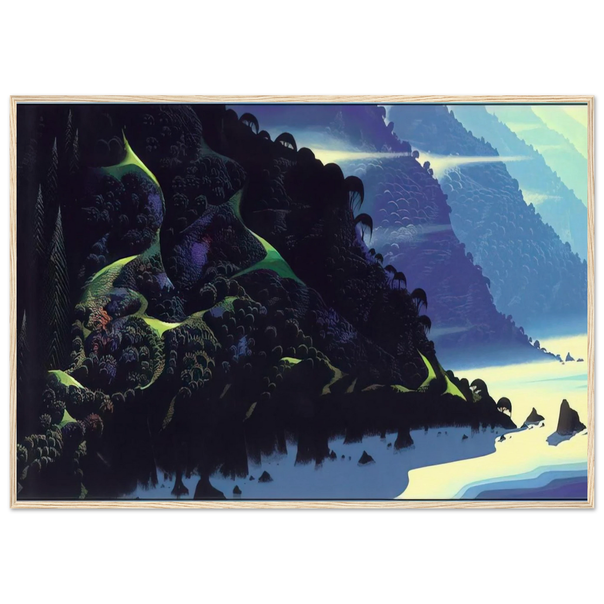 Blue Coastline Framed Poster | Eyvind Earle Framed Prints Wall Art | Eyvind Earle Prints