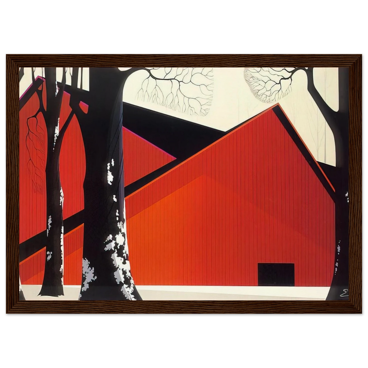 The Great Red Barn Framed Poster | Eyvind Earle Framed Prints Wall Art | Eyvind Earle Prints