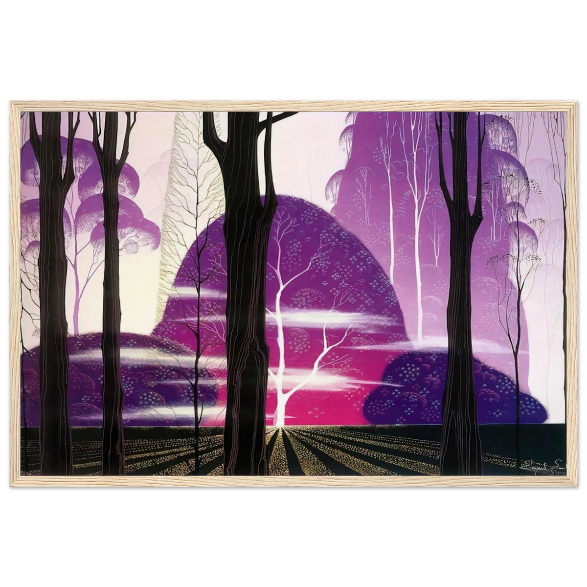 Purple Dawn Framed Poster | Eyvind Earle Framed Prints Wall Art | Eyvind Earle Prints