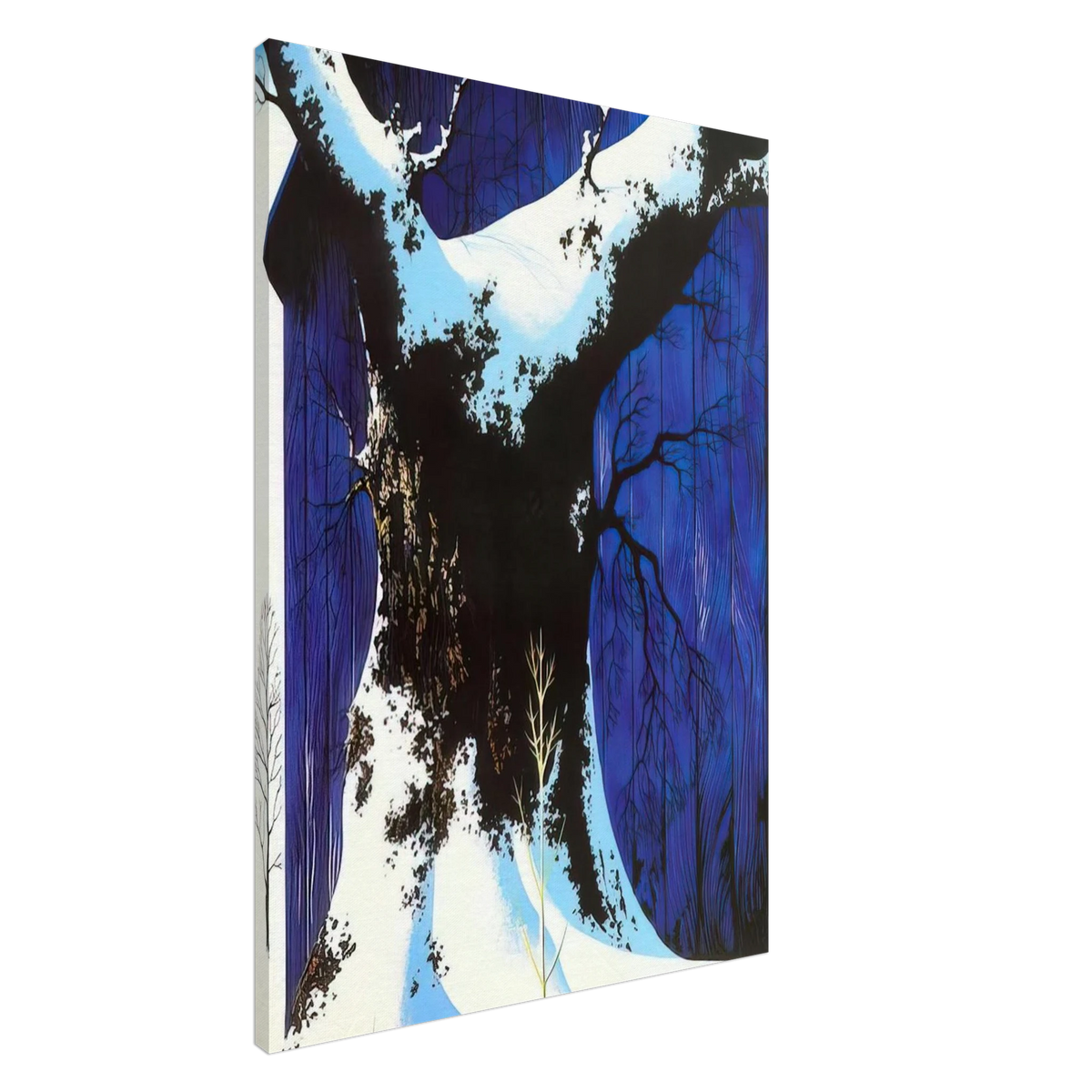 Blue Barn and Snow Canvas | Eyvind Earle Canvas | Eyvind Earle Prints