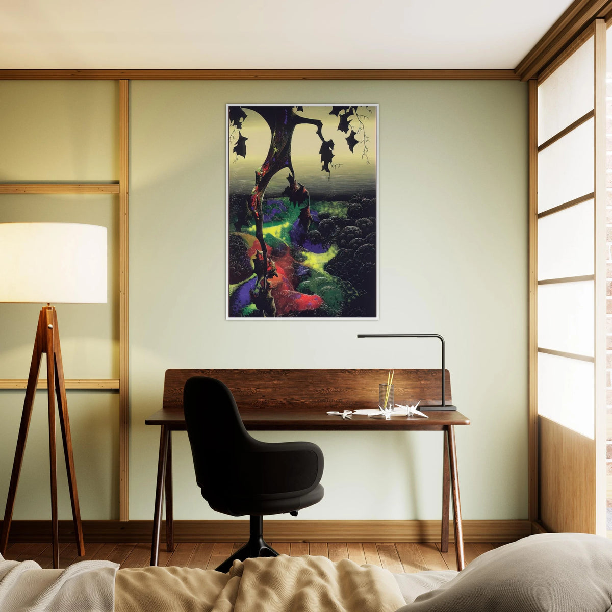 Crimson Red and Gold Framed Poster | Eyvind Earle Framed Prints Wall Art | Eyvind Earle Prints