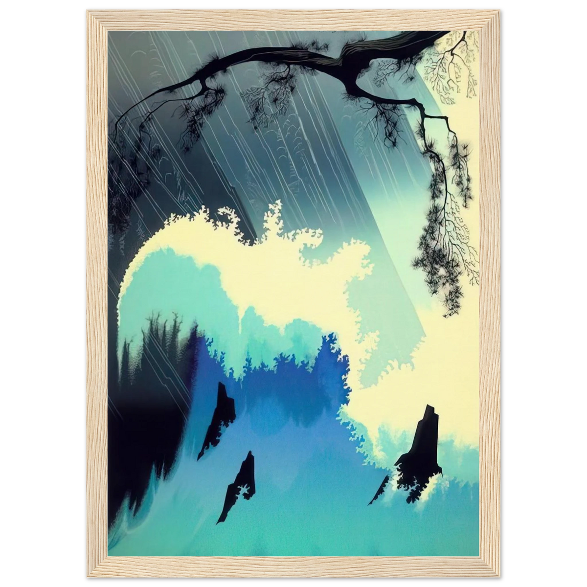 Ocean Splash Framed Poster | Eyvind Earle Framed Prints Wall Art | Eyvind Earle Prints