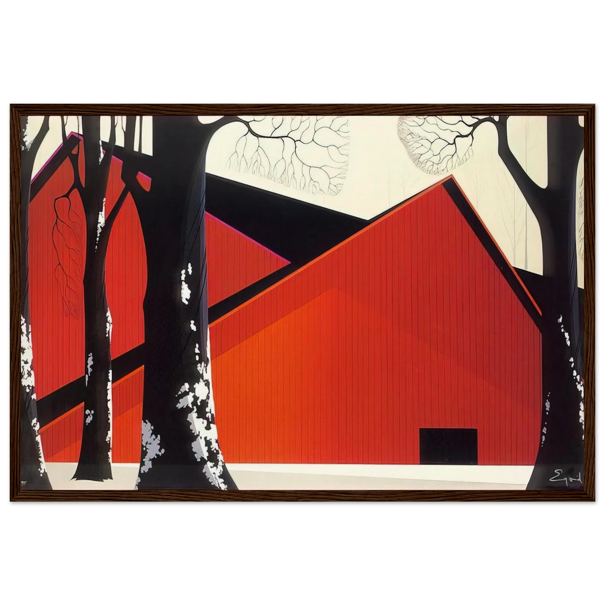 The Great Red Barn Framed Poster | Eyvind Earle Framed Prints Wall Art | Eyvind Earle Prints