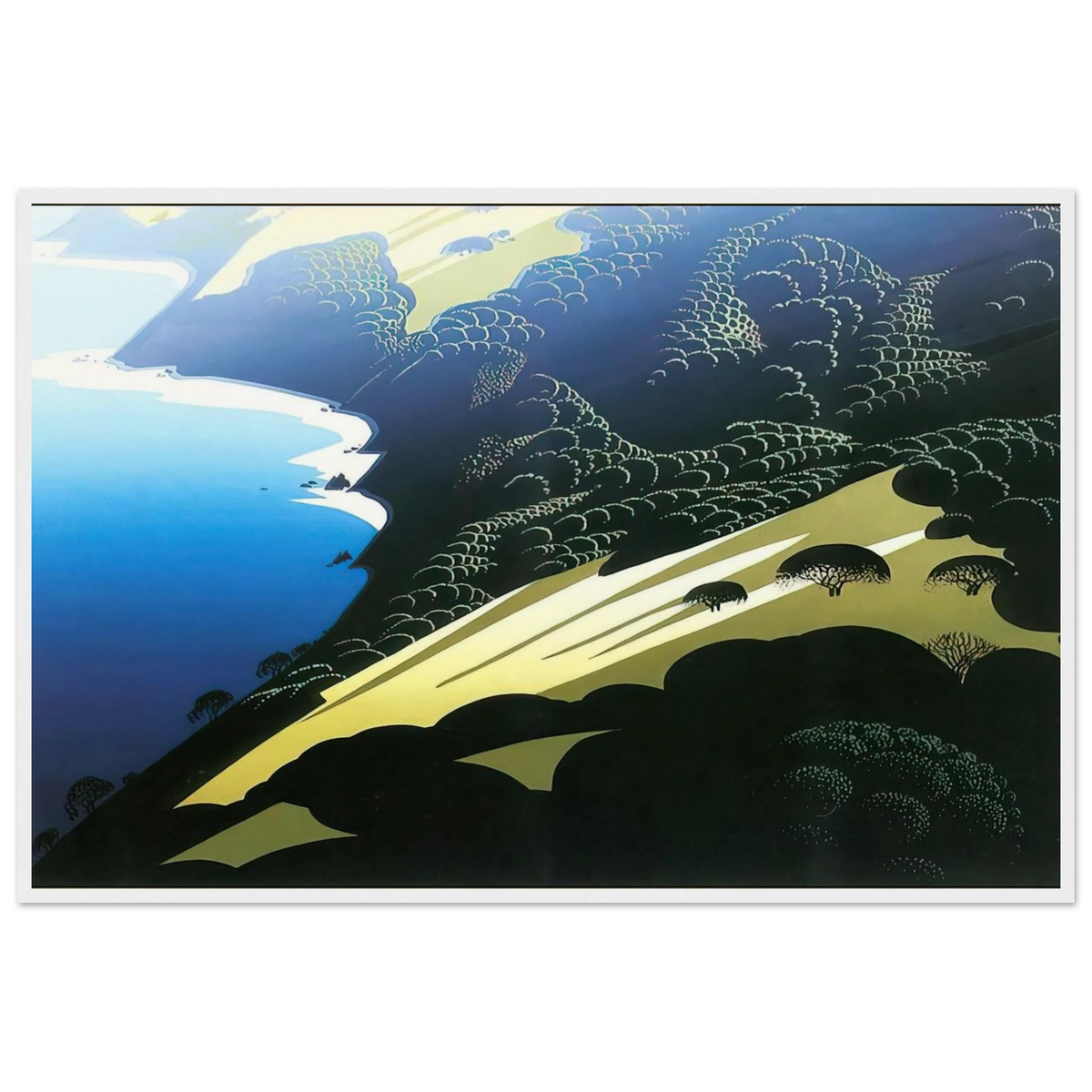 Seaside Pastures Framed Poster | Eyvind Earle Framed Prints Wall Art | Eyvind Earle Prints
