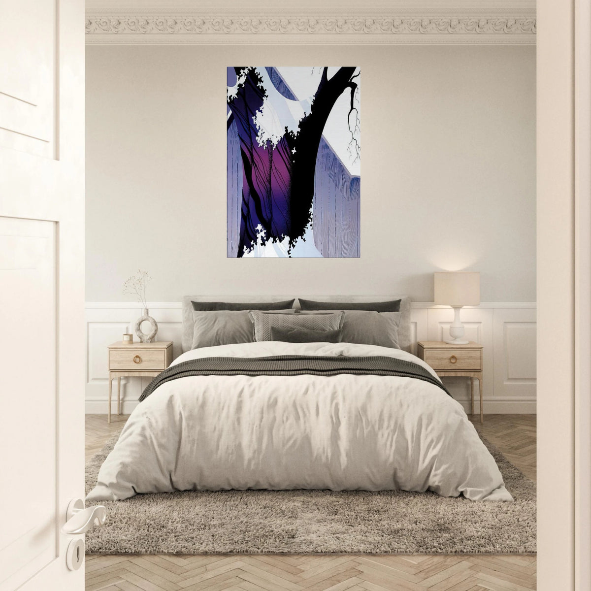 Violet Tree and Barn Canvas | Eyvind Earle Canvas | Eyvind Earle Prints
