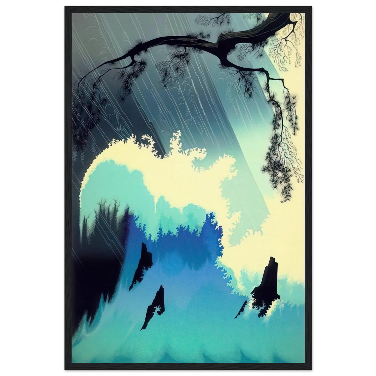 Ocean Splash Framed Poster | Eyvind Earle Framed Prints Wall Art | Eyvind Earle Prints