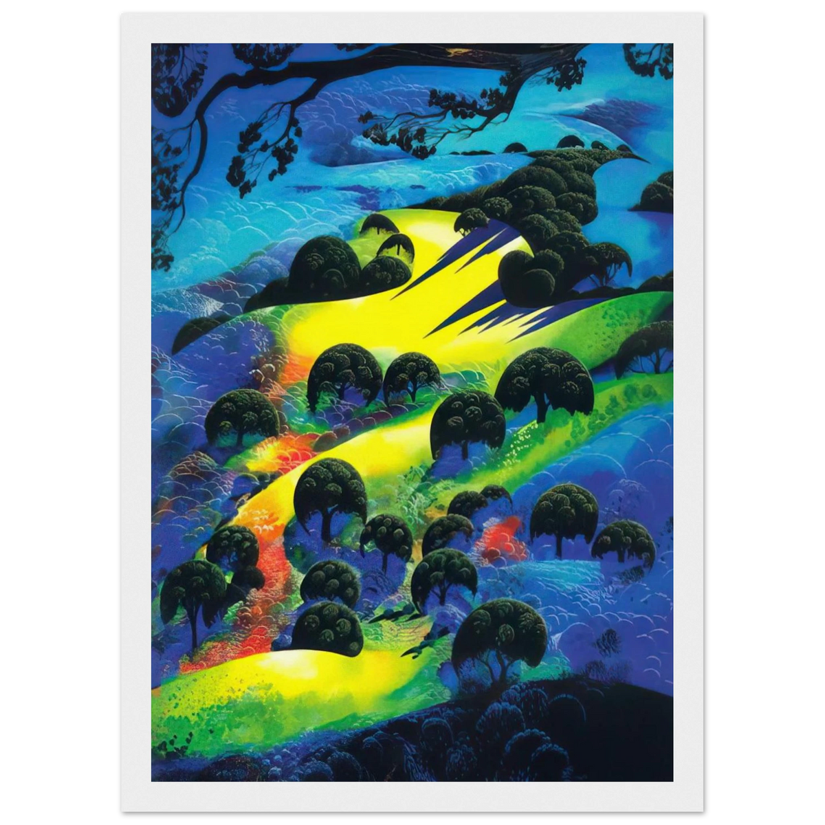 Fading Sunset Flame Framed Poster | Eyvind Earle Framed Prints Wall Art | Eyvind Earle Prints