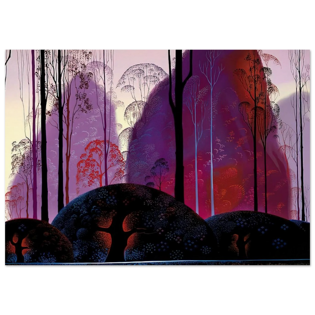Mauve, Red and Purple Poster | Eyvind Earle Poster | Eyvind Earle Prints