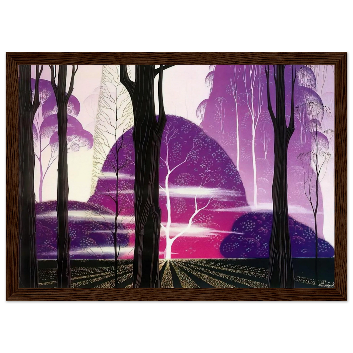 Purple Dawn Framed Poster | Eyvind Earle Framed Prints Wall Art | Eyvind Earle Prints