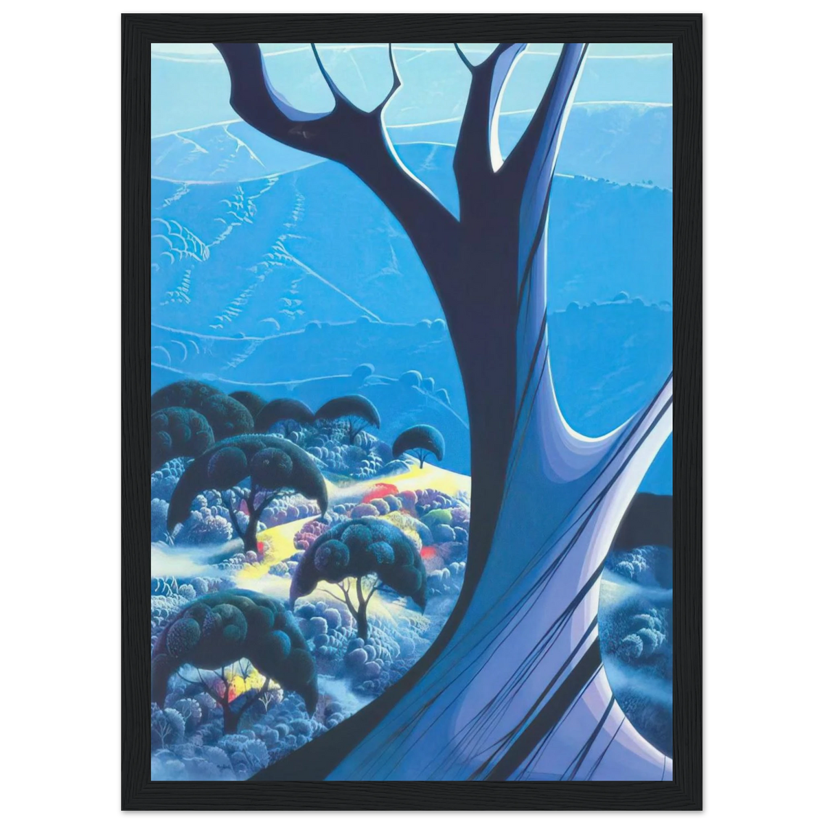 Purple Treeand Mountains Framed Poster | Eyvind Earle Framed Prints Wall Art | Eyvind Earle Prints