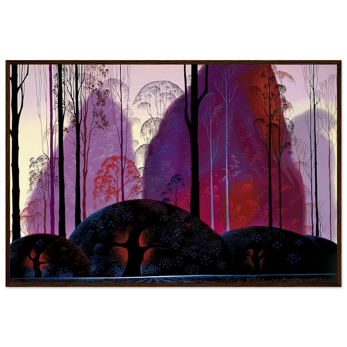 Mauve, Red and Purple Framed Poster | Eyvind Earle Framed Prints Wall Art | Eyvind Earle Prints