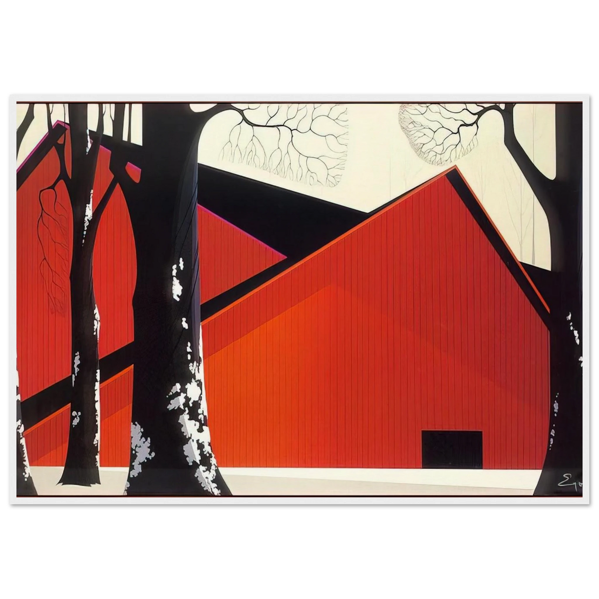 The Great Red Barn Framed Poster | Eyvind Earle Framed Prints Wall Art | Eyvind Earle Prints