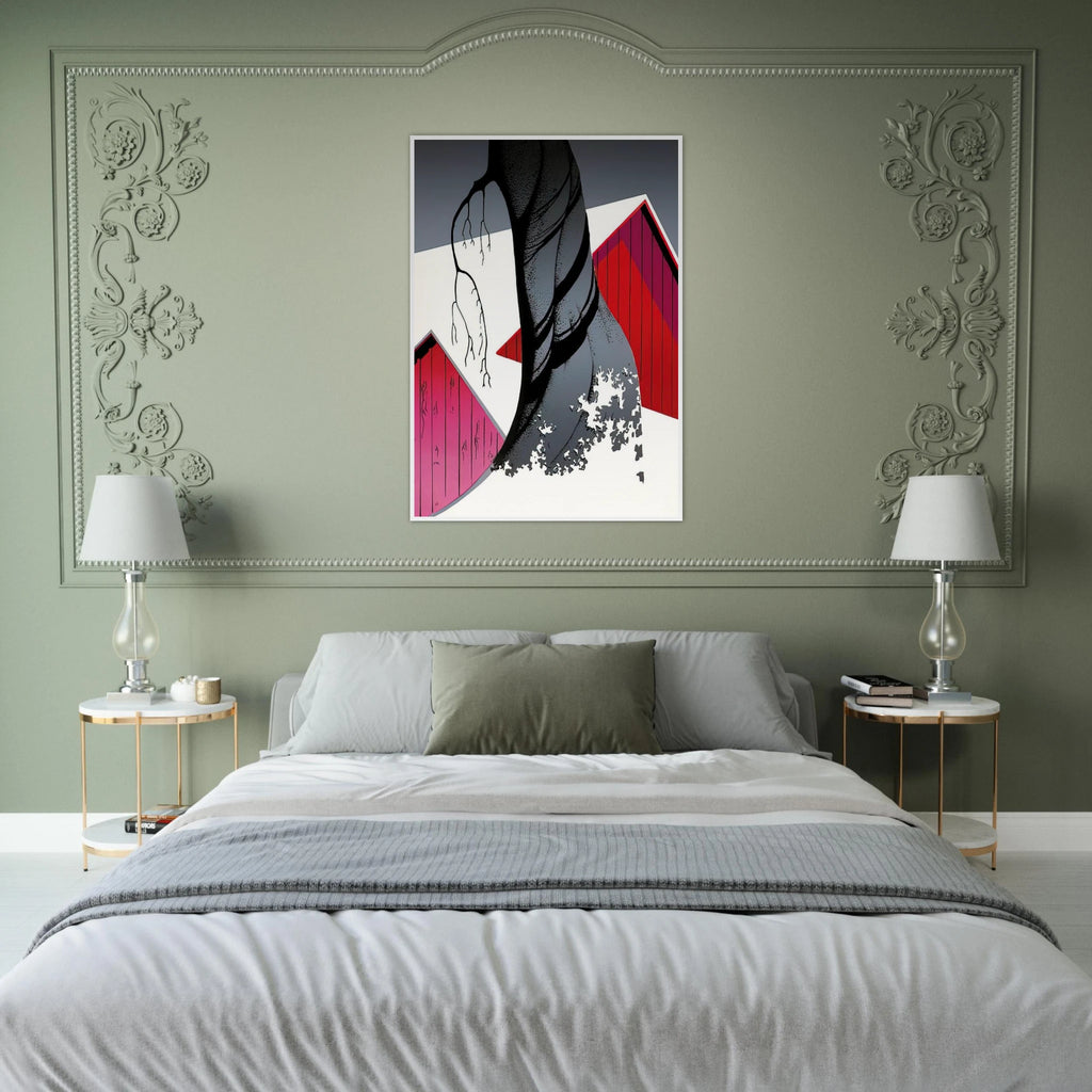 Red Barn and Grey Sky Framed Poster | Eyvind Earle Framed Prints Wall Art | Eyvind Earle Prints