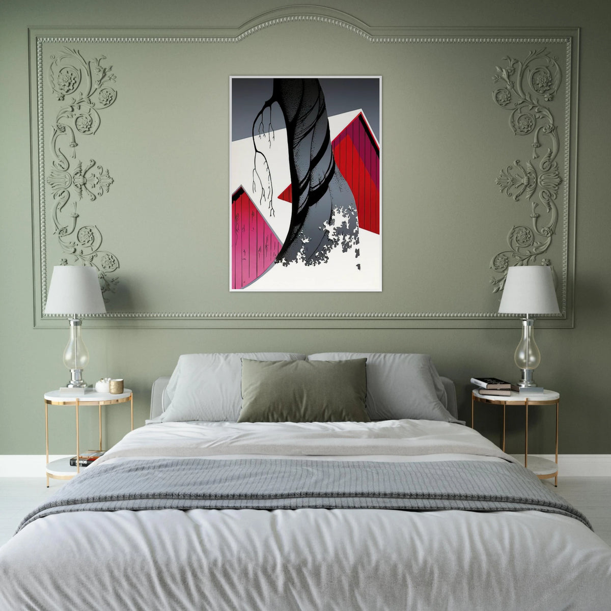 Red Barn and Grey Sky Framed Poster | Eyvind Earle Framed Prints Wall Art | Eyvind Earle Prints