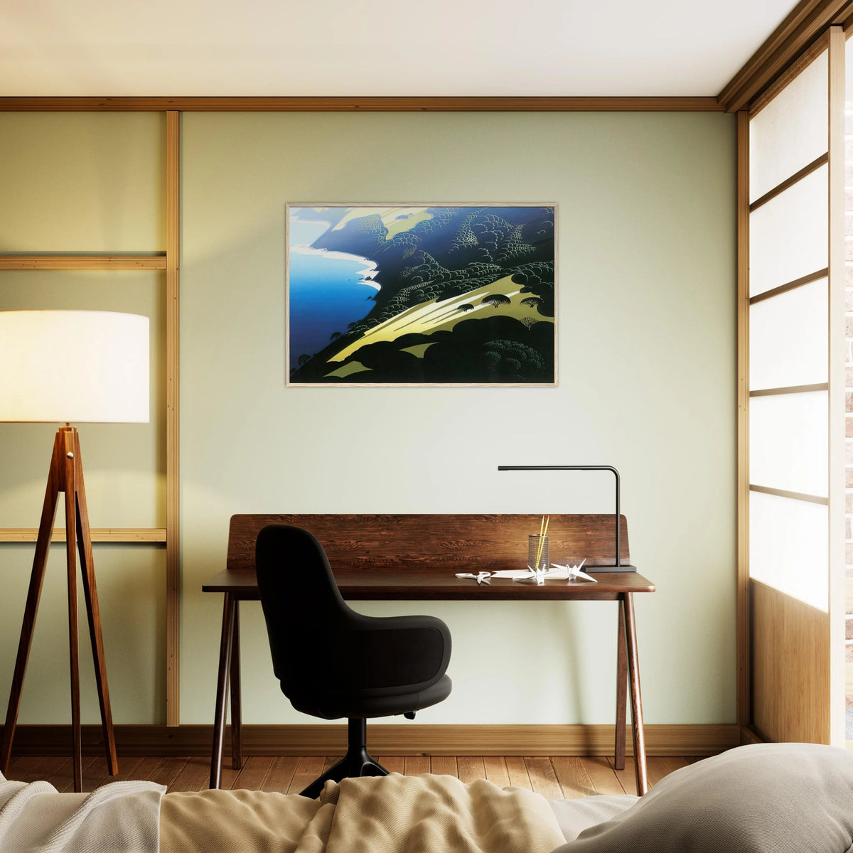 Seaside Pastures Framed Poster | Eyvind Earle Framed Prints Wall Art | Eyvind Earle Prints