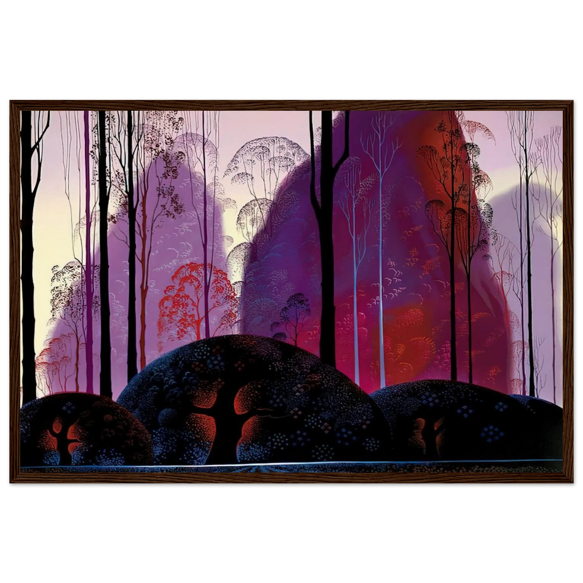 Mauve, Red and Purple Framed Poster | Eyvind Earle Framed Prints Wall Art | Eyvind Earle Prints