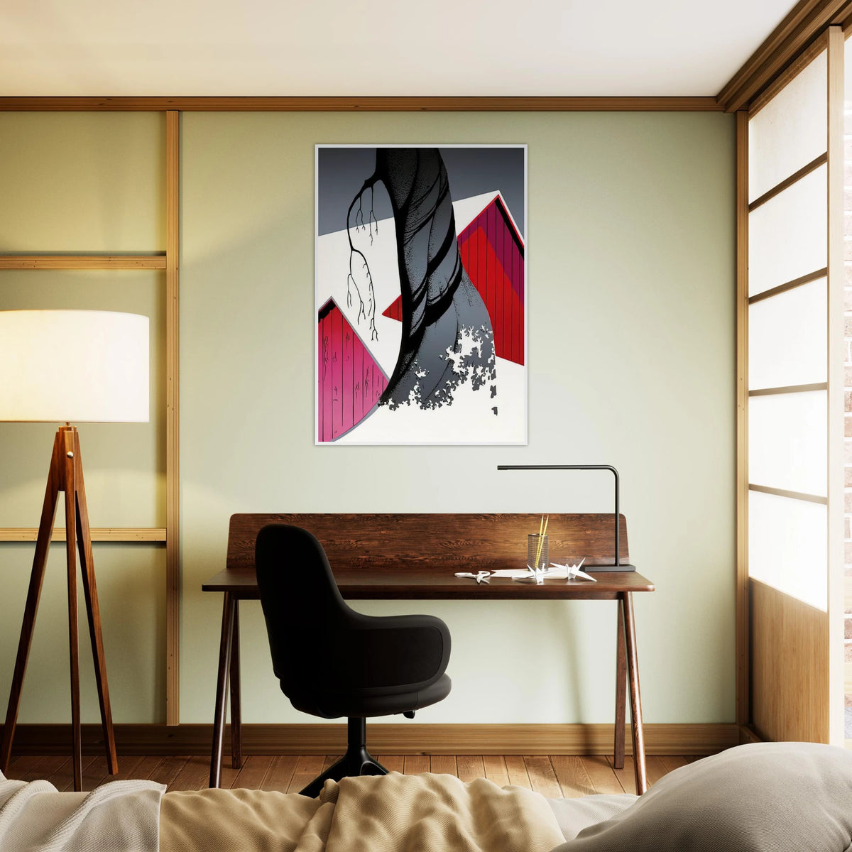 Red Barn and Grey Sky Framed Poster | Eyvind Earle Framed Prints Wall Art | Eyvind Earle Prints
