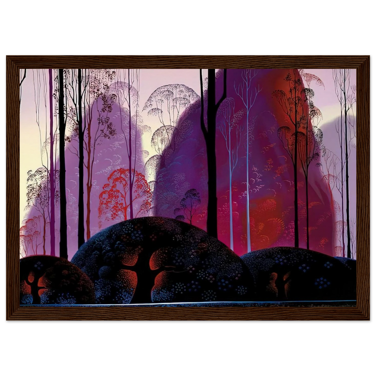 Mauve, Red and Purple Framed Poster | Eyvind Earle Framed Prints Wall Art | Eyvind Earle Prints