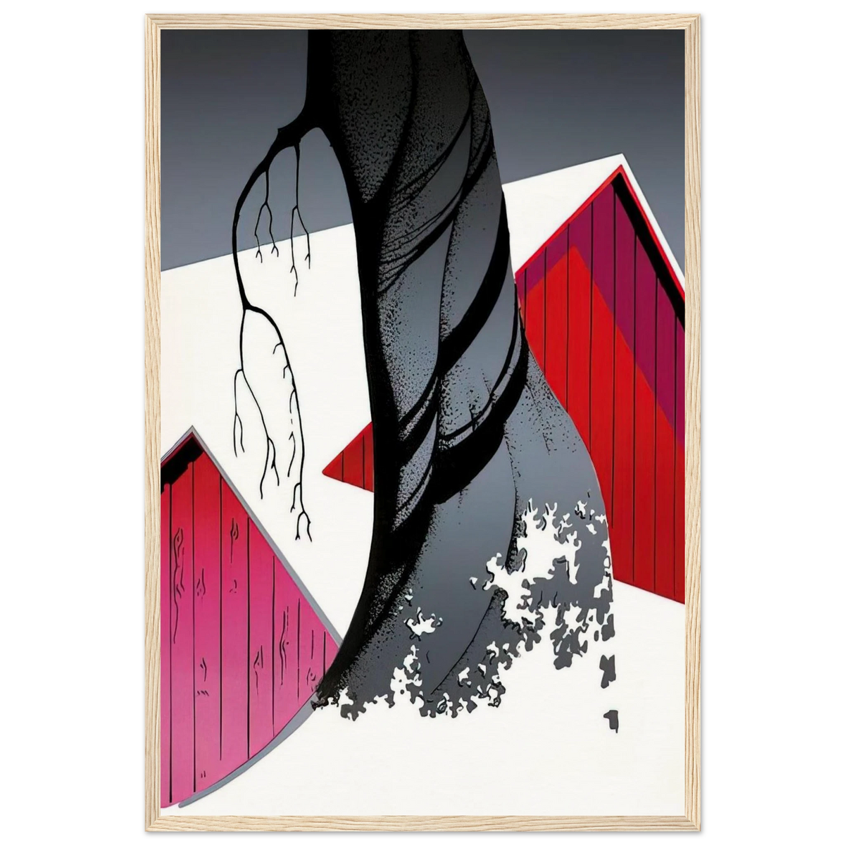 Red Barn and Grey Sky Framed Poster | Eyvind Earle Framed Prints Wall Art | Eyvind Earle Prints