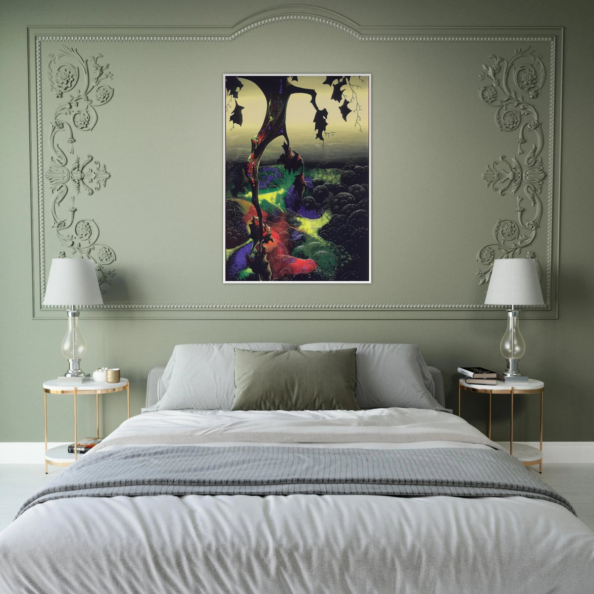 Crimson Red and Gold Framed Poster | Eyvind Earle Framed Prints Wall Art | Eyvind Earle Prints