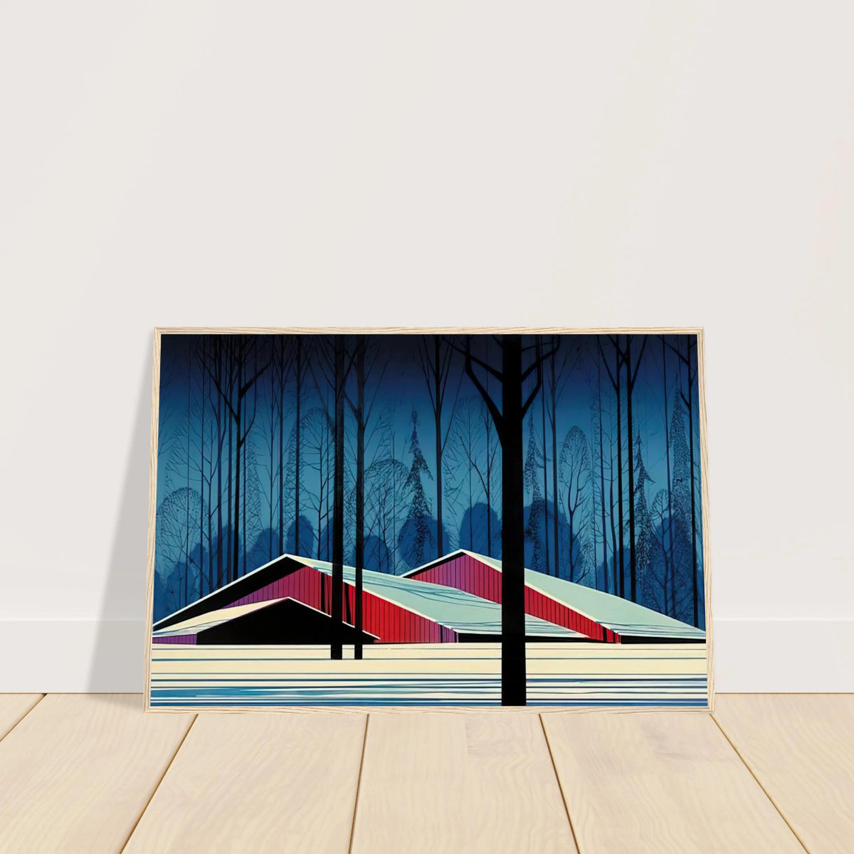 Winter Barns Framed Poster | Eyvind Earle Framed Prints Wall Art | Eyvind Earle Prints