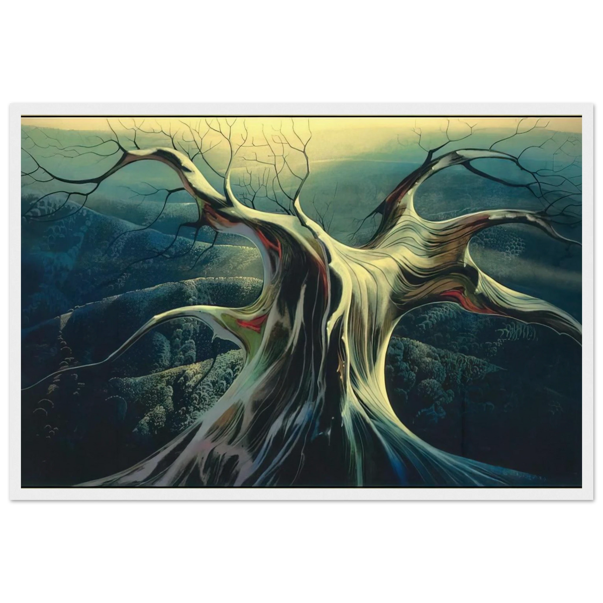 Moonlit Tree Trunk Framed Poster | Eyvind Earle Framed Prints Wall Art | Eyvind Earle Prints