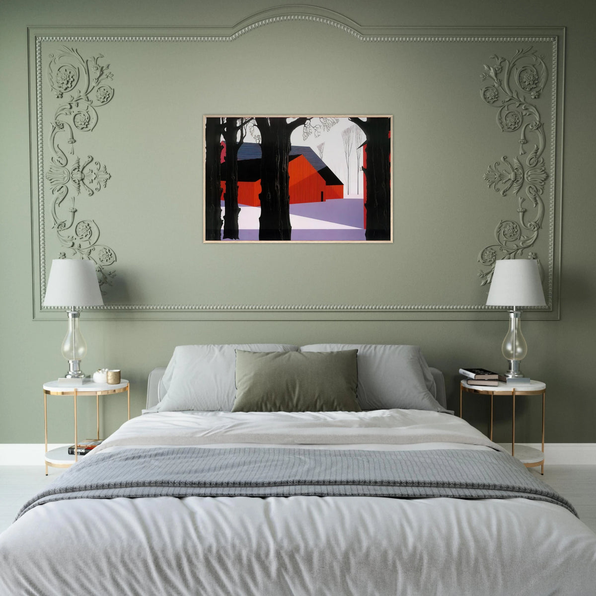 Red Barn Framed Poster | Eyvind Earle Framed Prints Wall Art | Eyvind Earle Prints