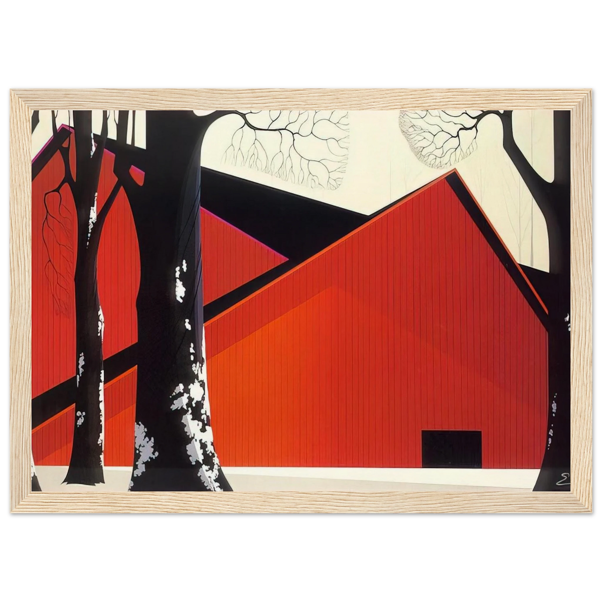 The Great Red Barn Framed Poster | Eyvind Earle Framed Prints Wall Art | Eyvind Earle Prints