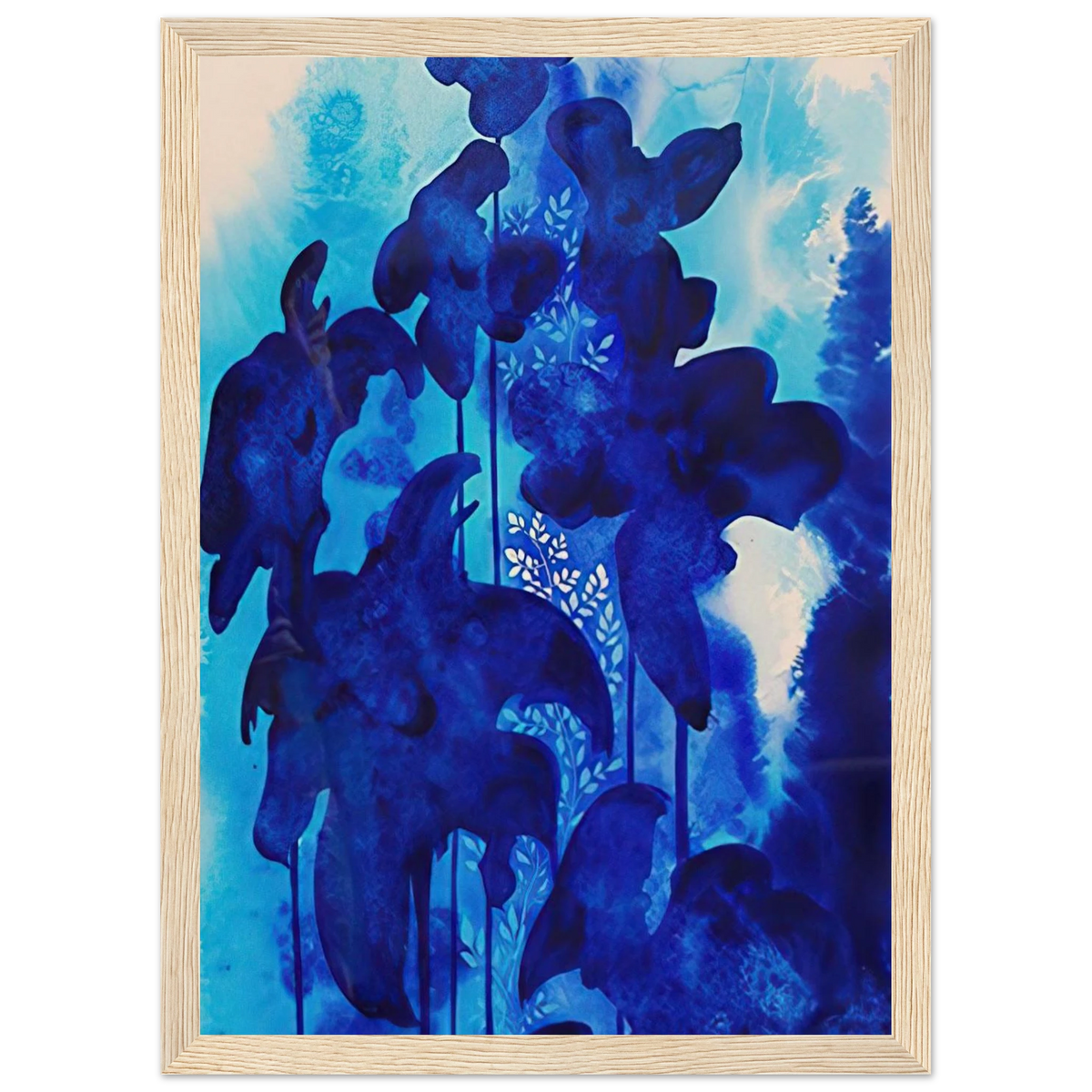 Blue Floral Framed Poster | Eyvind Earle Framed Prints Wall Art | Eyvind Earle Prints