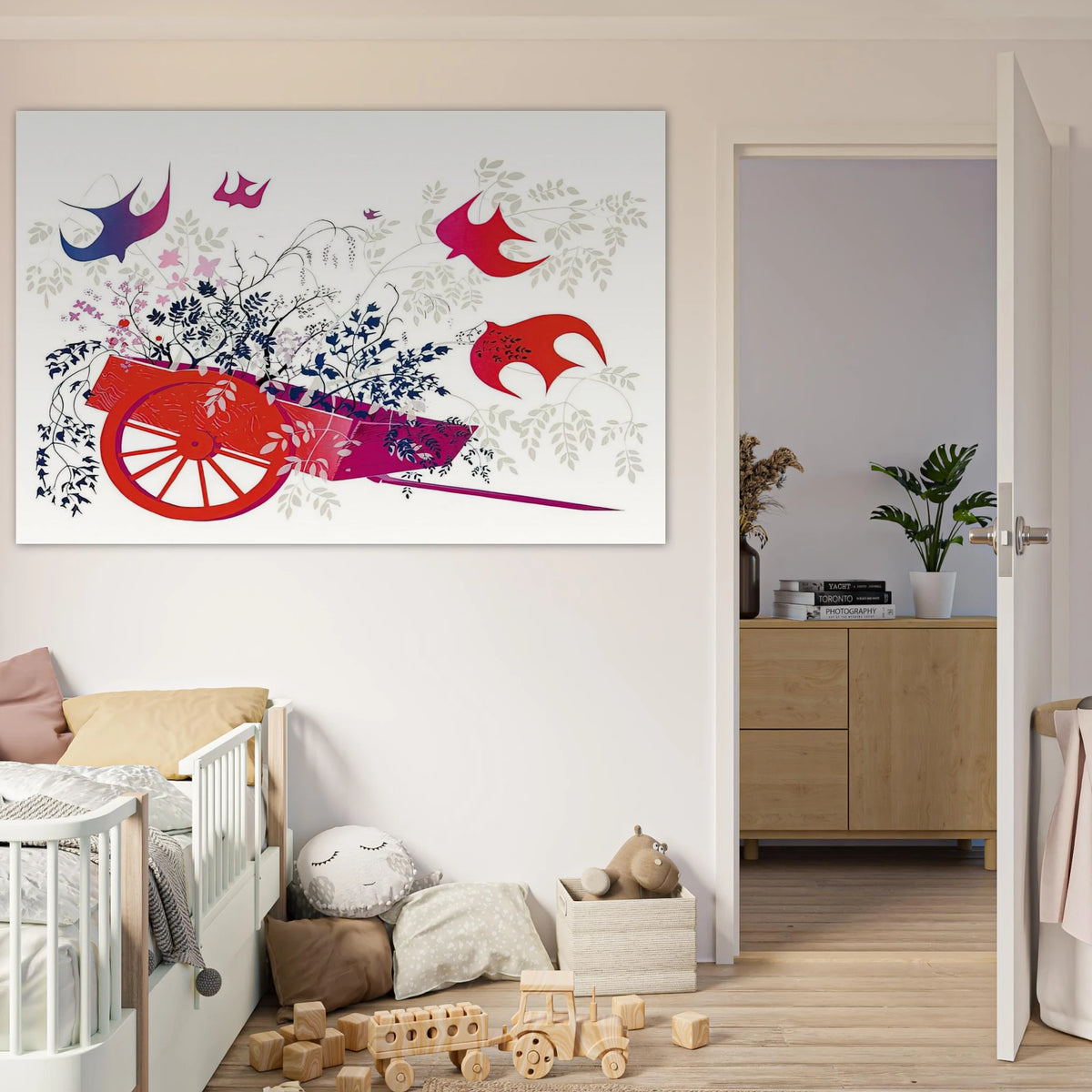 Red Wagon & Foliage Poster | Eyvind Earle Poster | Eyvind Earle Prints